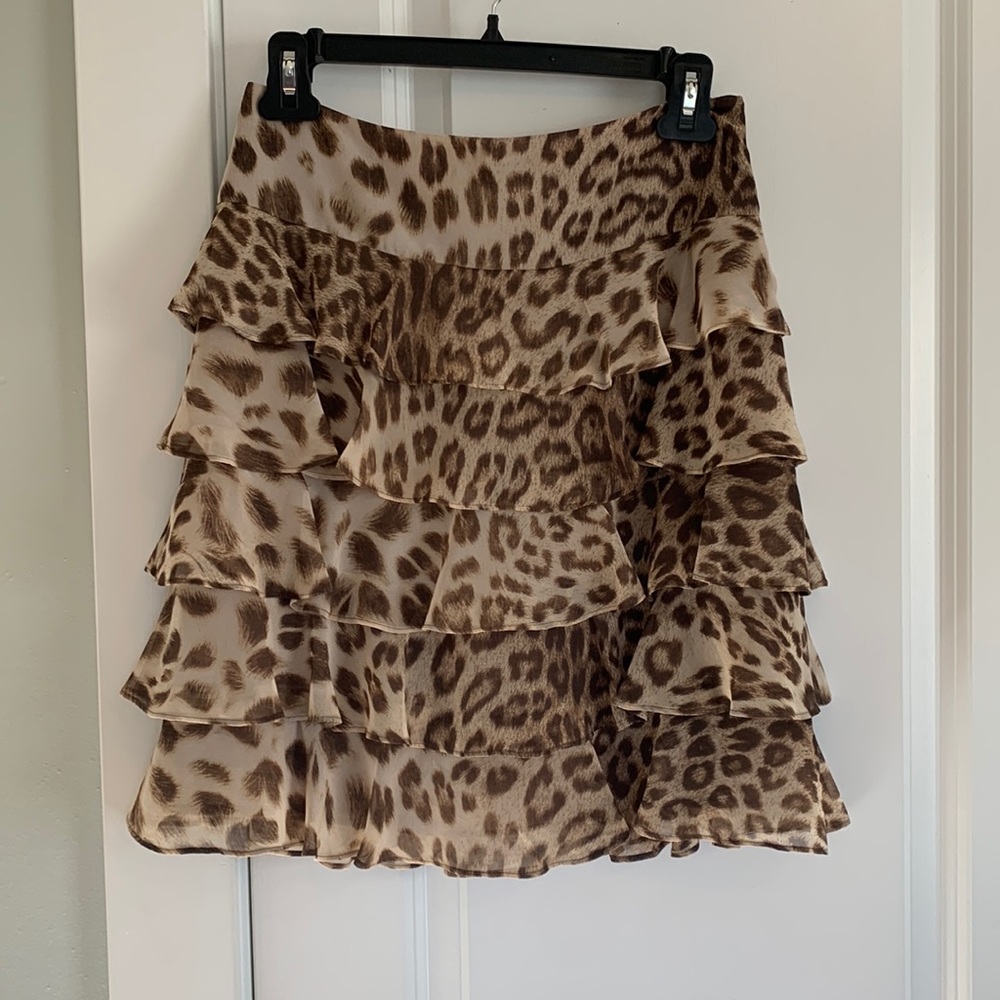 Nwt Talbots Leopard Print Ruffle Skirt - image 1